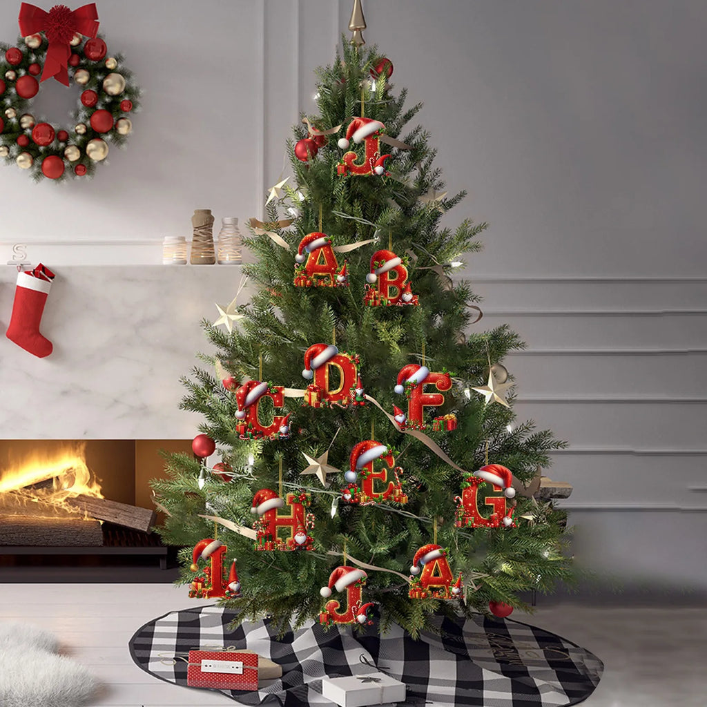2D Home Decorations Ornaments 26 Letter Pendant For Christmas Tree Decor Christmas Ornaments Acrylic Flat Christmas Tree