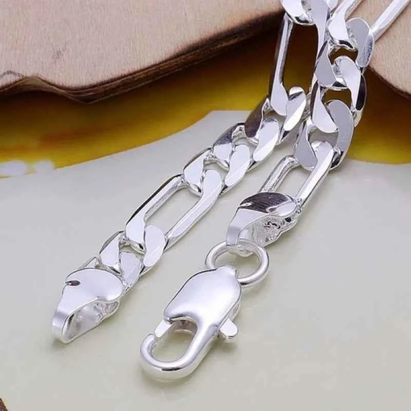 Wedding Nice Gift 925 Sterling Silver 6MM Chain Men Women Jewelry Fashion Beautiful Bracelet Free Shipping