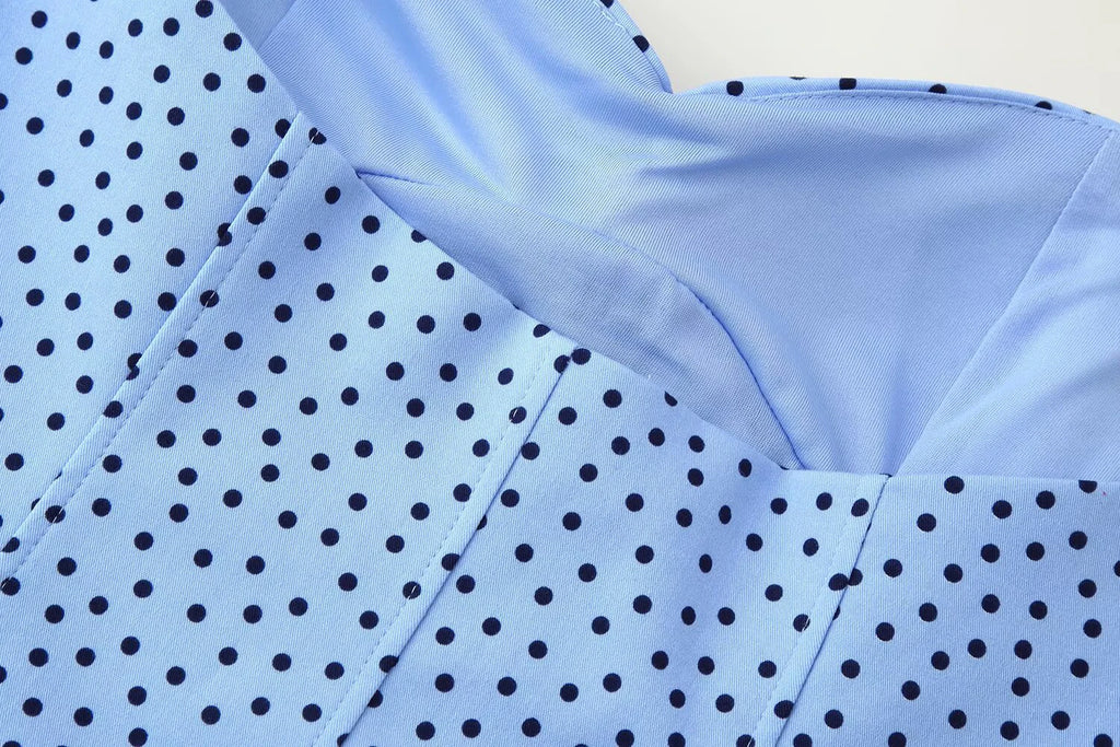 DEEABAE 2026 summer French style hanging neck polka dot camisole vest for women slim fit and slimming ruffled edge sexy top