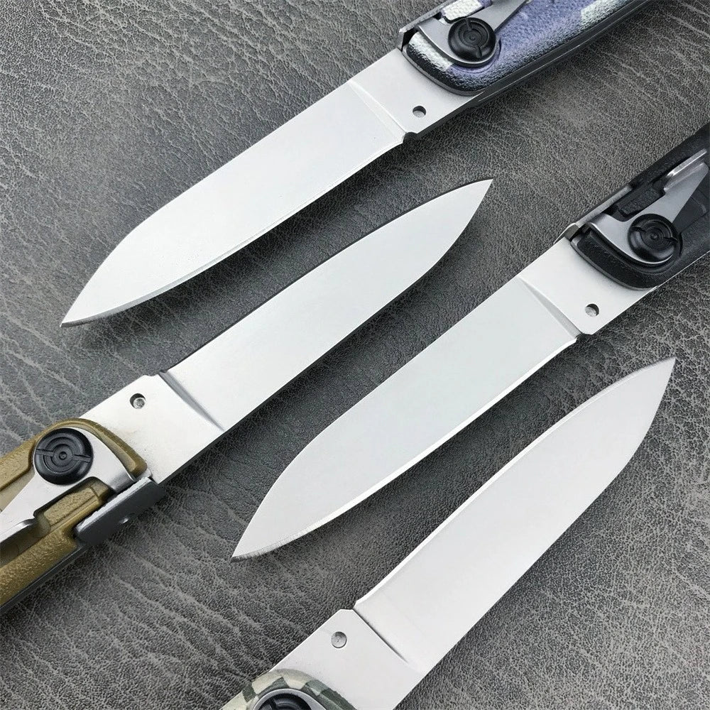 4 Different Color Folding Knife with Nylon Sheath 440C Blade and ABS Handle Camping Hiking Pocket Knife Outdoor EDC Durable Tool