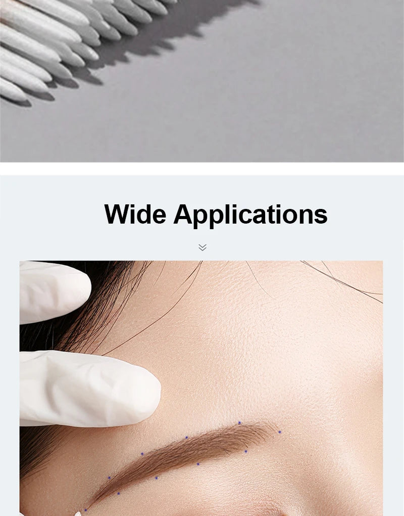 1000/200/100PCS Micro Wood Cotton Swabs Eyelash Extension Cleaning Tools Disposable Cosmetic Brush Buds for Beauty & Makeup