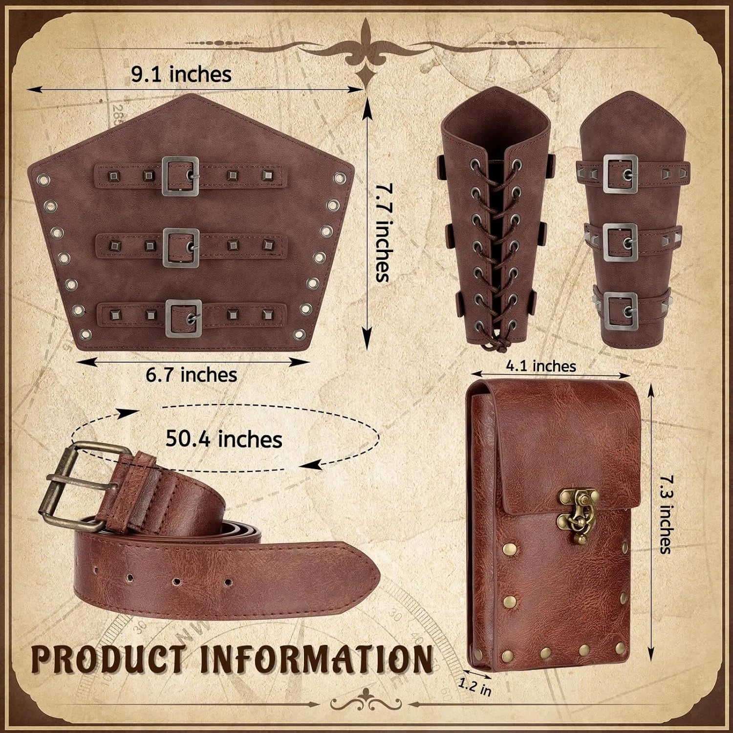 5pcs/4pcs Medieval Renaissance Costume Set Wallet/Belt/Pouch/Keychain Corset PU Leather Belt Wallet Hiking Steunk Viking Cosp