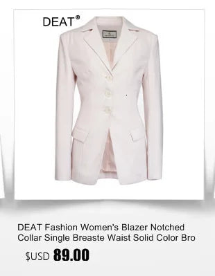 DEAT 2024 New autumn Turn-down Collar Full Sleeves Metal Beaded No Buttons Short jackets Female Single Suit WF18501L Black