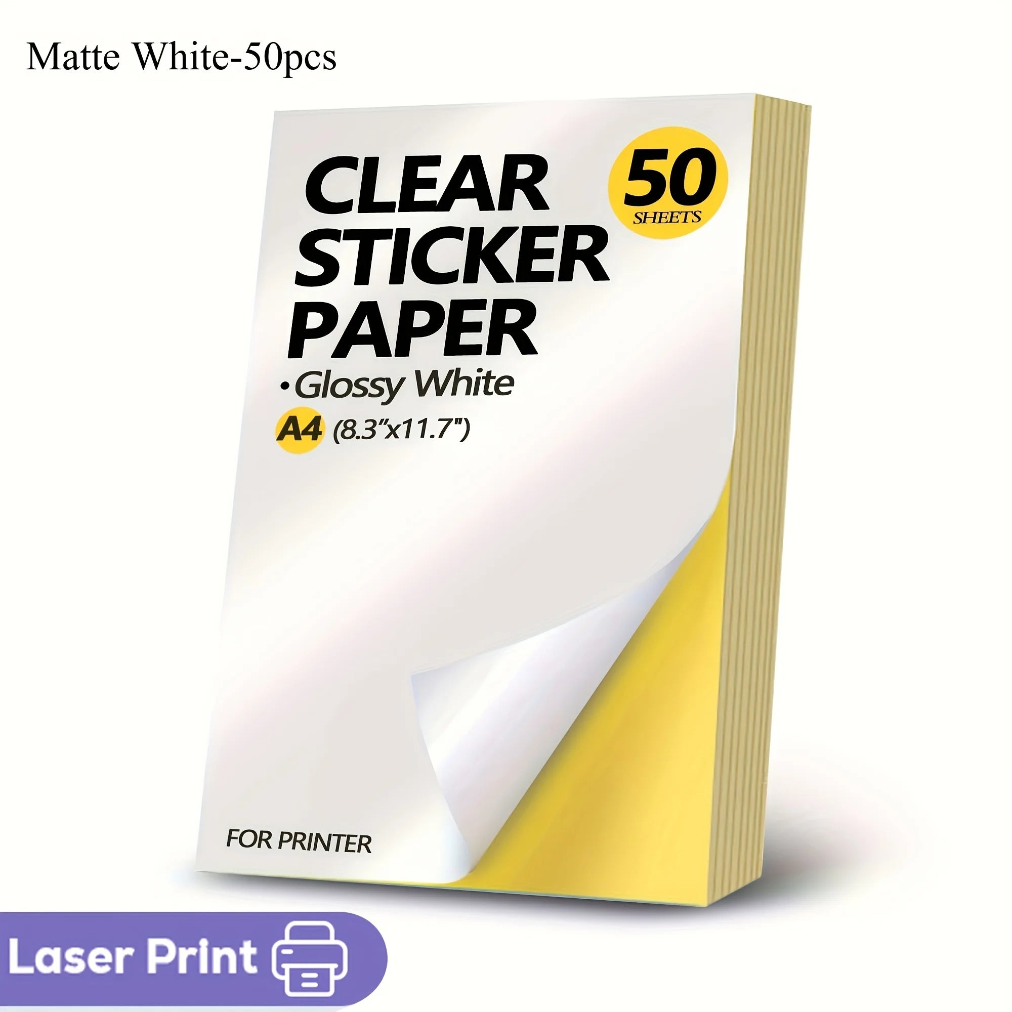 50 sheets Printing paper & A4 size stickers, suitable for laser printers and inkjet printers, self-adhesive printing paper