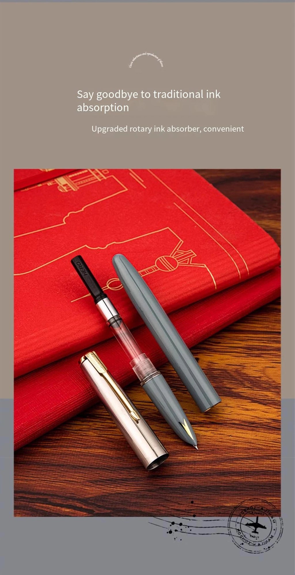 Hero 616S Classic Retro Fountain Pen Dark Tip 0.5mm Iridium Gold Nib Business Office Gift Student School Stationery Supplies