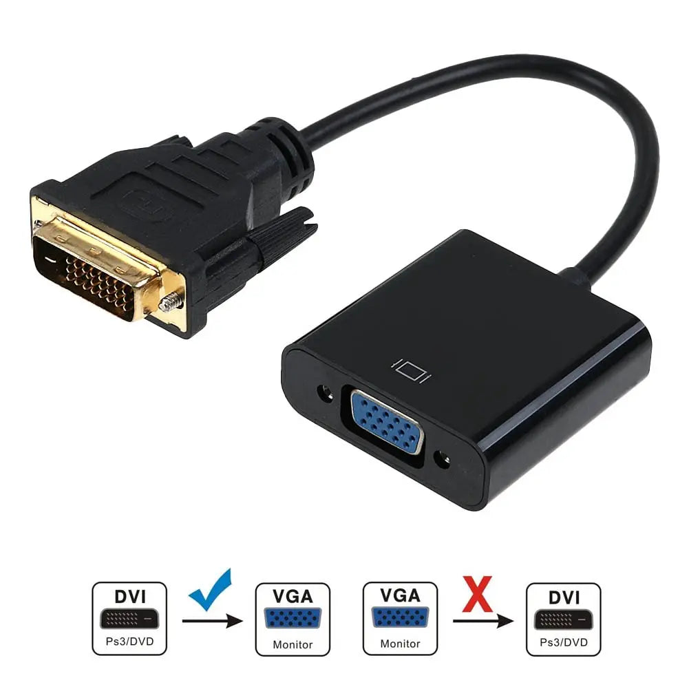 DVI-D DVI To VGA Adapter Full HD 1080P DVI-D Male To VGA Female Converter 24+1 25Pin To 15Pin Cable for PC Computer Monitor