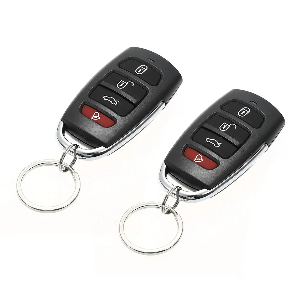 Universal Car Vehicle Security System Burglar Alarm Protection Anti-theft System 2 Remote with Siren Wiring Harness Programmable