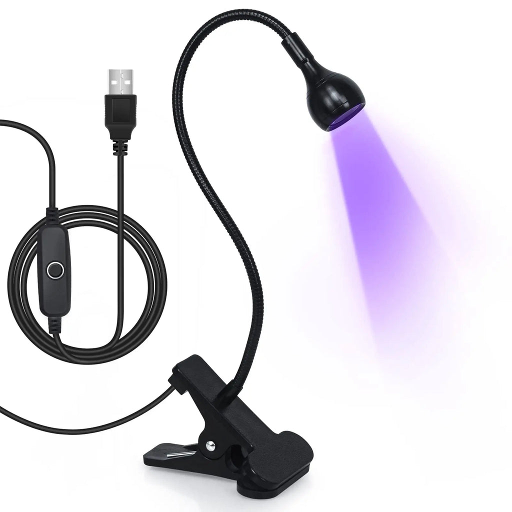 3W UV Nail Lamp 395nm LED Clip-on Flexible 360° USB Portable Desk Light Manicure Salon Dryer Curing for Gel Nails Resin Art Gift