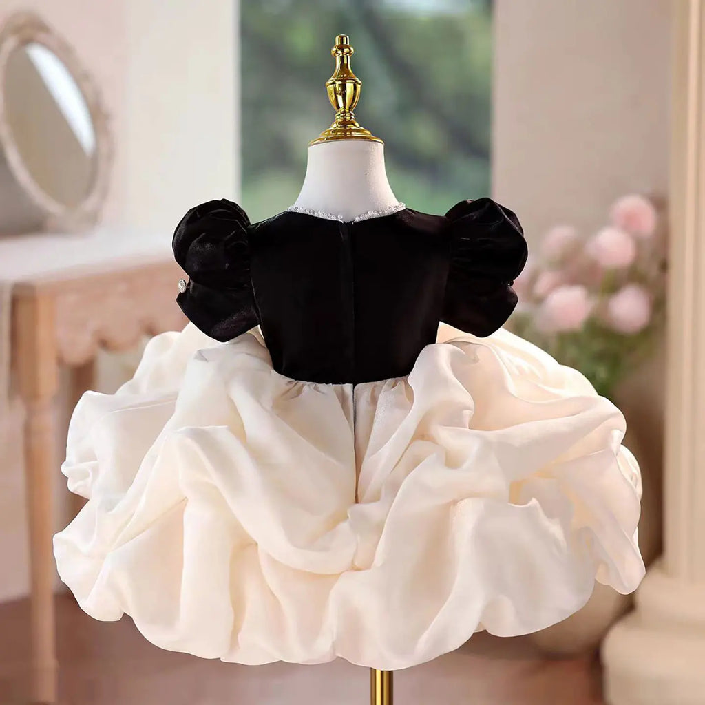 Jill Wish J560 Elegant White Flower Girl Dresses Knee Length with Hairband for Children Wedding Birthday Party Pageant Ball Gown