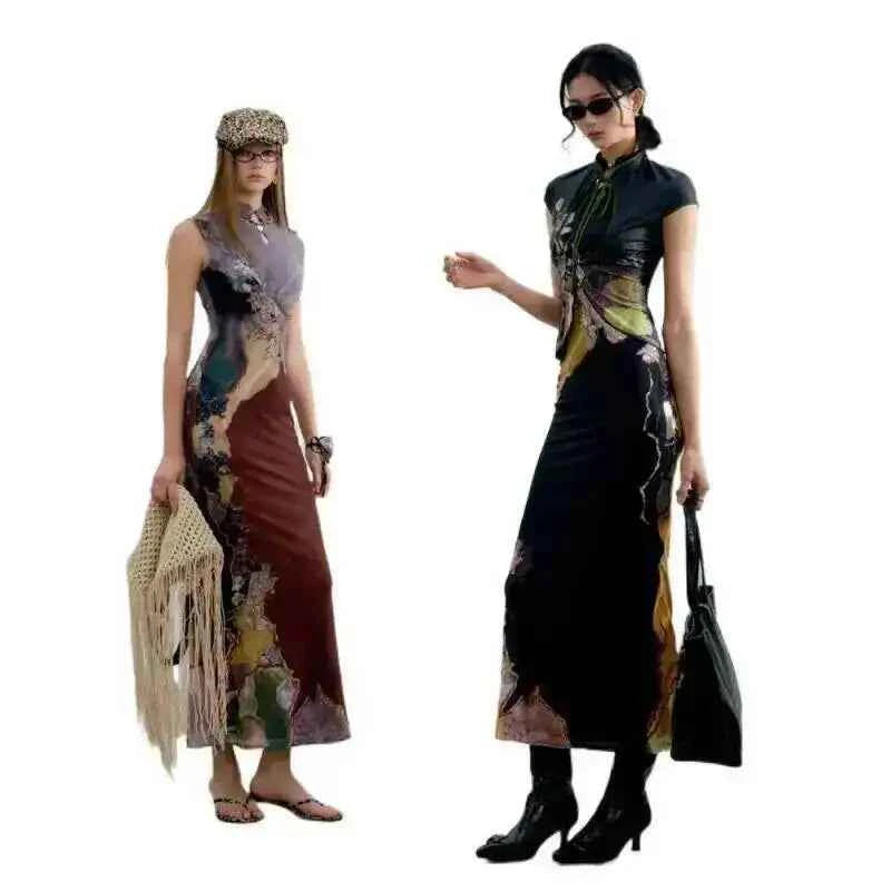 Gradient Unique Design Exquisite Beautiful Print Dress for Women Summer New Long Dress