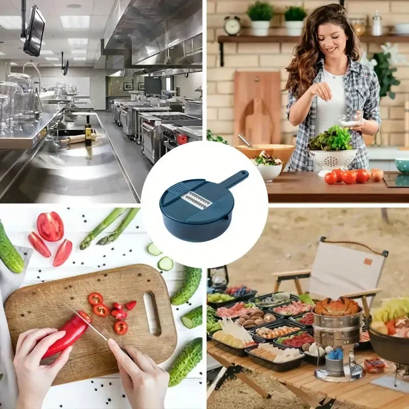 9 in 1 Multi-functional Vegetable Chopper Carrots Potatoes Manually Cut Shred Slicer Radish Grater with Container Kitchen Tools