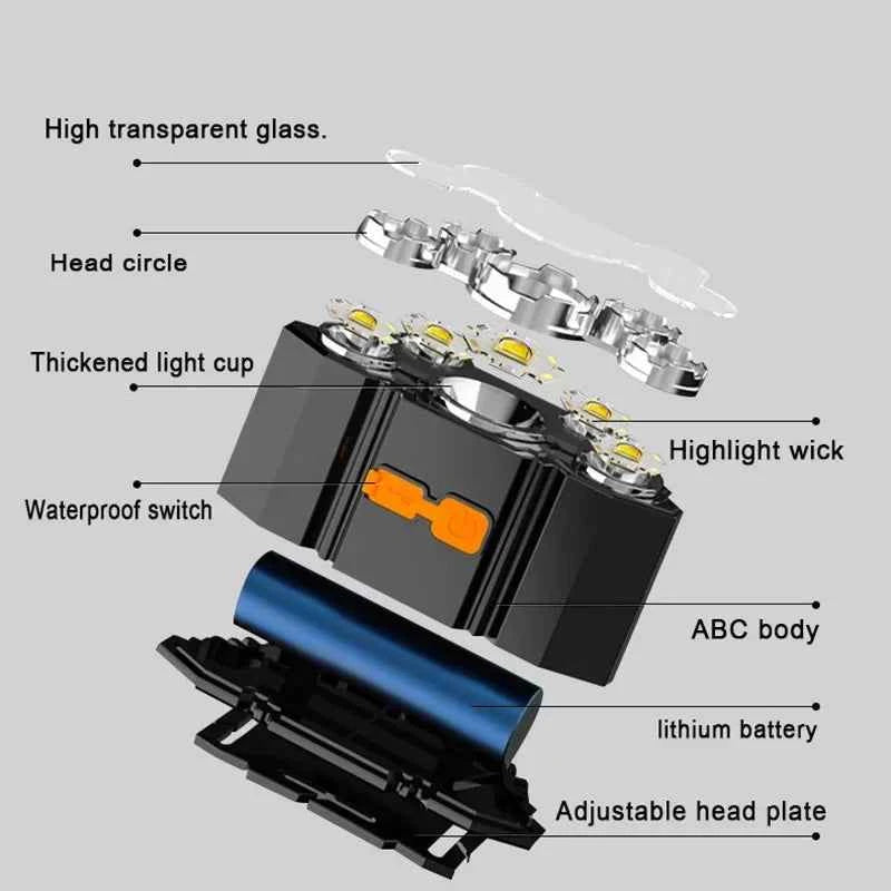 Headlight, strong light, super bright, rechargeable fishing light, long-range, super bright, head mounted mining lamp flashlight