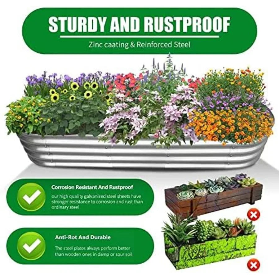 6 ft x 2 ft Raised Garden Bed Metal Elevated Planter for Vegetable Flower Herb 2pk