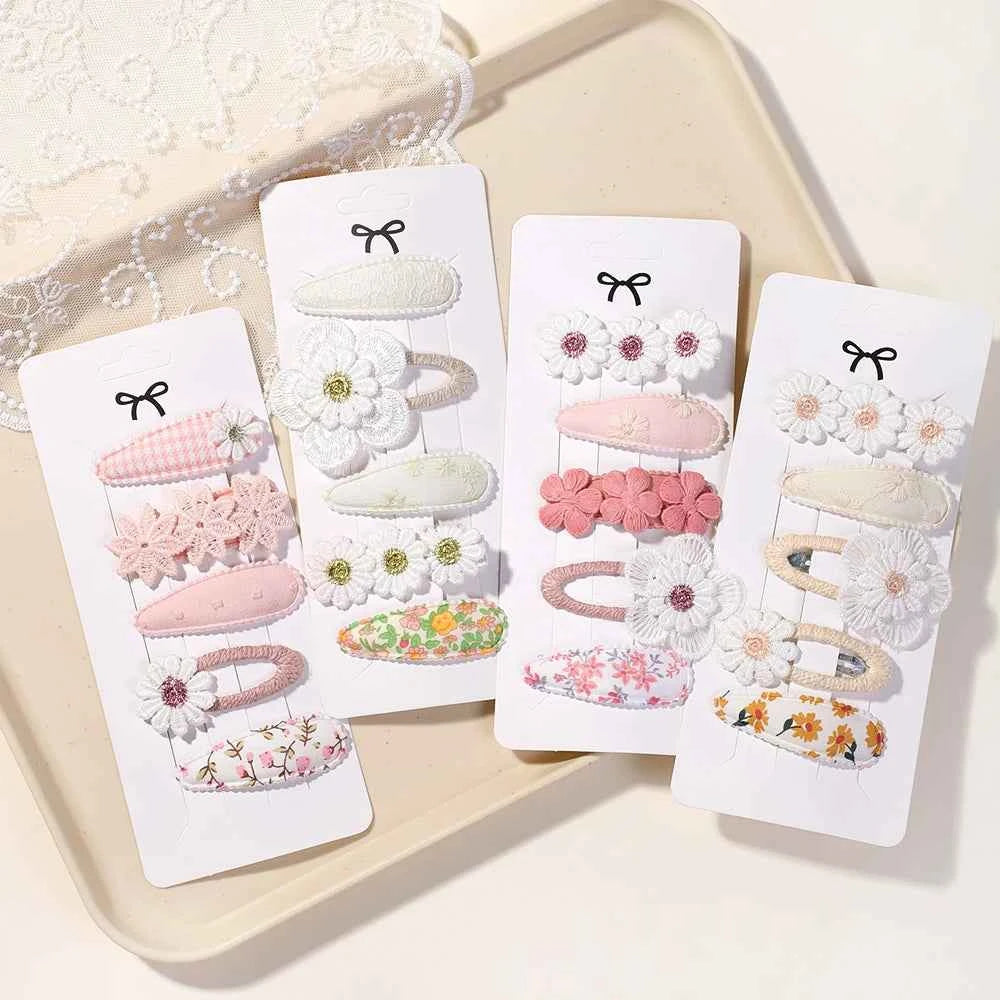 5Pcs/Set Kids Hair Accessories BB Clips Sweet Printe Hairbangs Hairclip Baby Girls Barrette Ins Style Daisy Hairpin Ornament