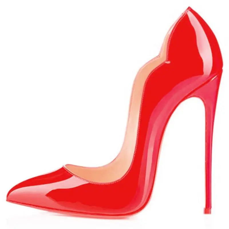 Pink sexy shallow mouth12cm super high heels for women with slim heels,high-end and versatile professional red sole single shoes