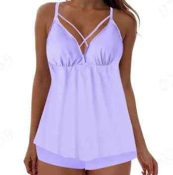 Split Swimsuit For Womens Conservative Big Flower Oversize Tankini Set Summer Beachwears Ladies Swimsuits With Neck Straps