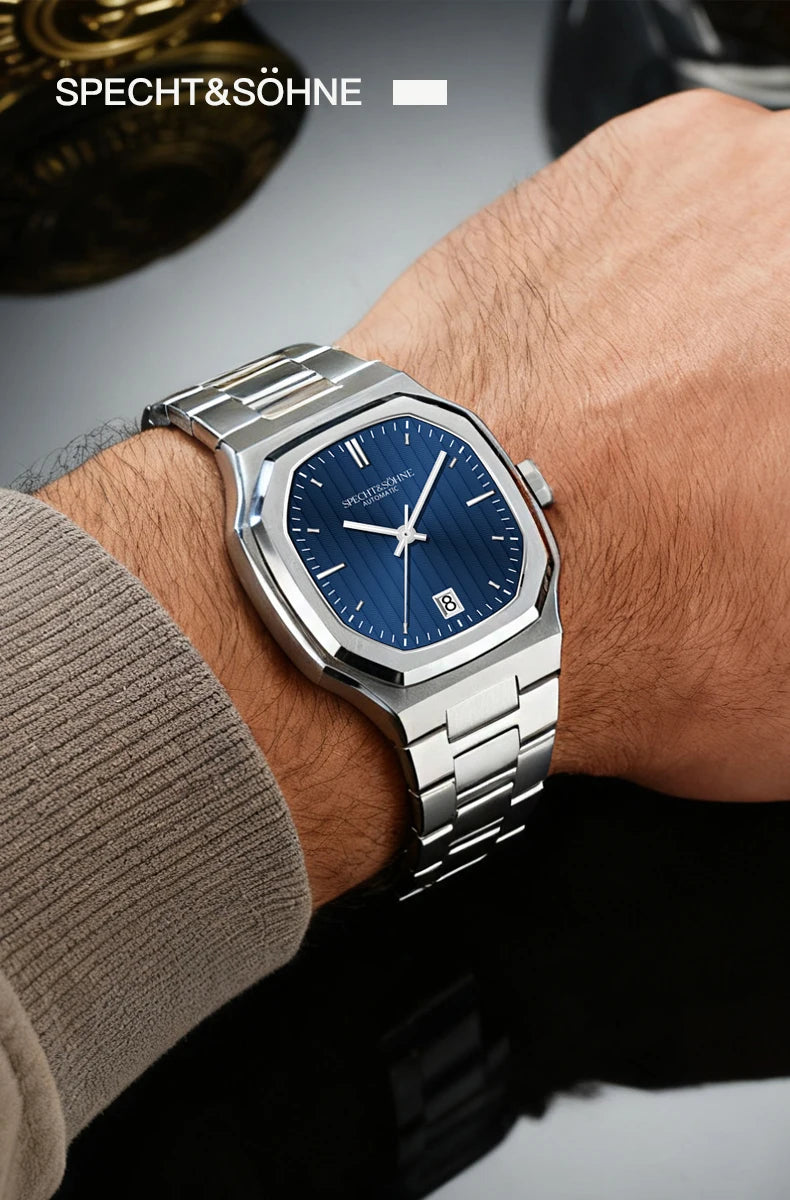 2026 New High Quality Specht&Sohne Watch 37MM Automatic Mechanical Watches Dark Blue Color Sapphire Stainless Steel Reloj Hombre