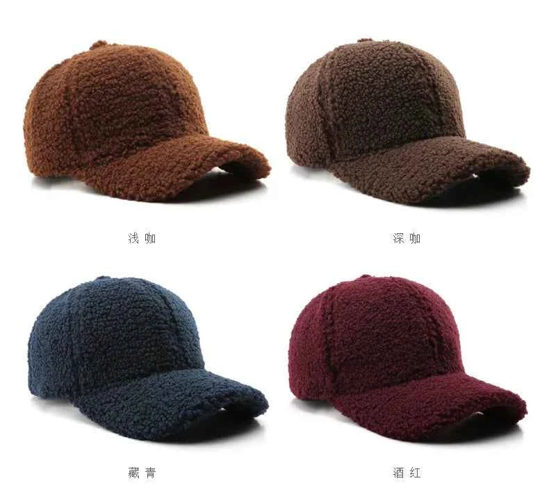 Autumn Winter Baseball Cap Women Artificial Lamb Wool Hats Keep Warm Cap Plush Baseball Caps Spring Baseball Cap Solid Sunshade