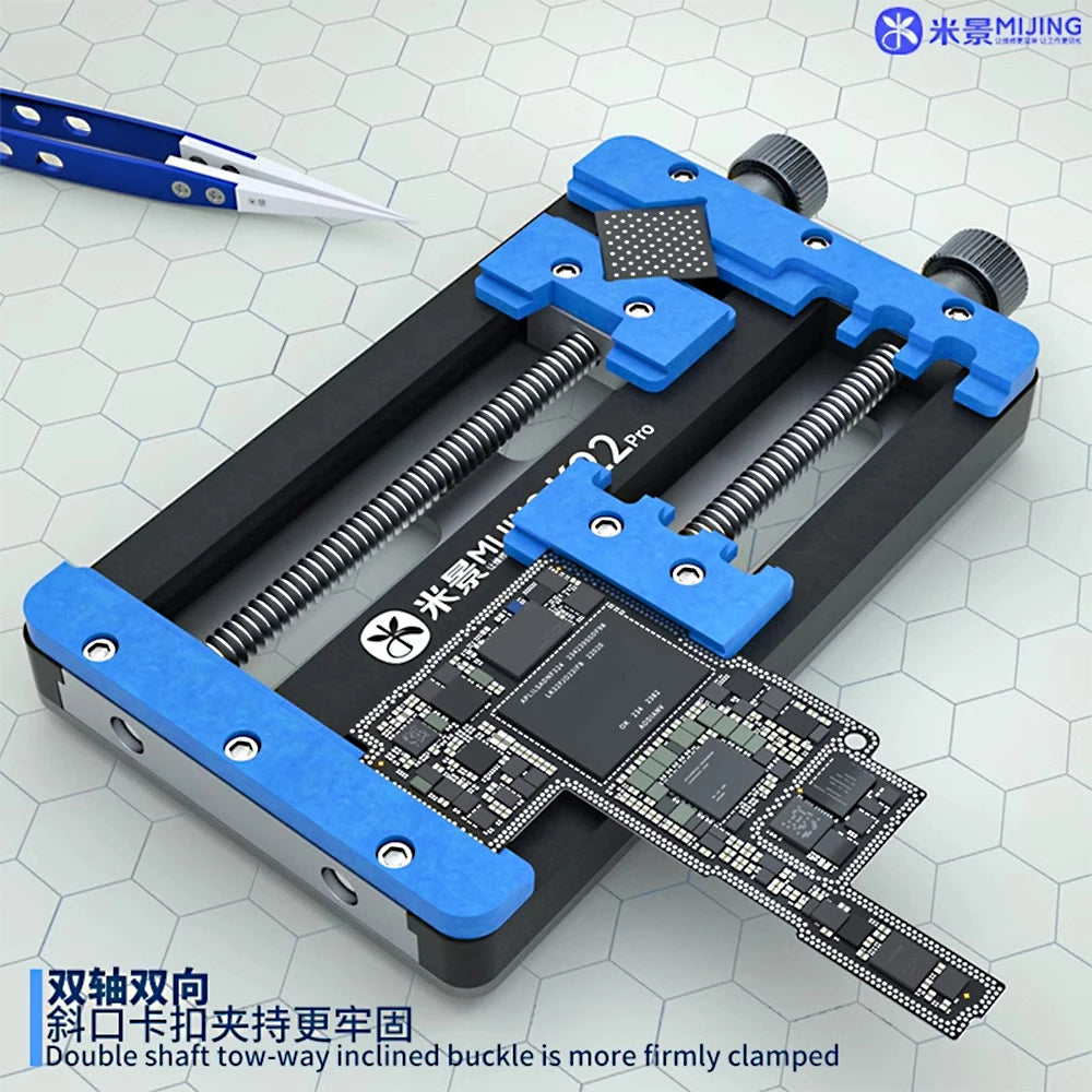 Mijing K22Pro Double Bearing Phone Repair Fixture for Phone Motherboard PCB IC Chip Soldering & Black Glue Removal Tool