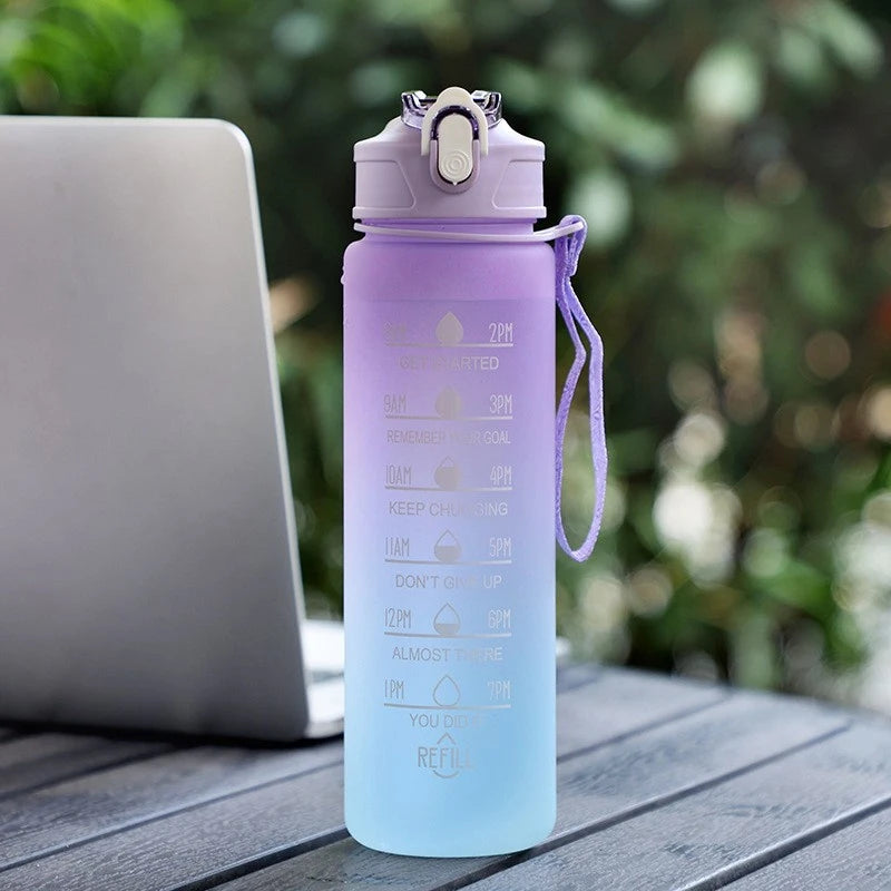 900ML Water Bottle Motivational Sports Bottle With Time Marker Leak-proof Cup Fitness BPA Free Portable Drinkware For Outdoor