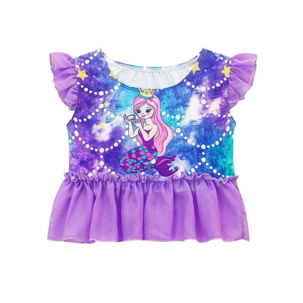 3PCS Mermaid Tails Swimwear Set for Swimming Girls Princess Bathing Suit Sets Kids Mermaid Swimsuit Swimable Costume