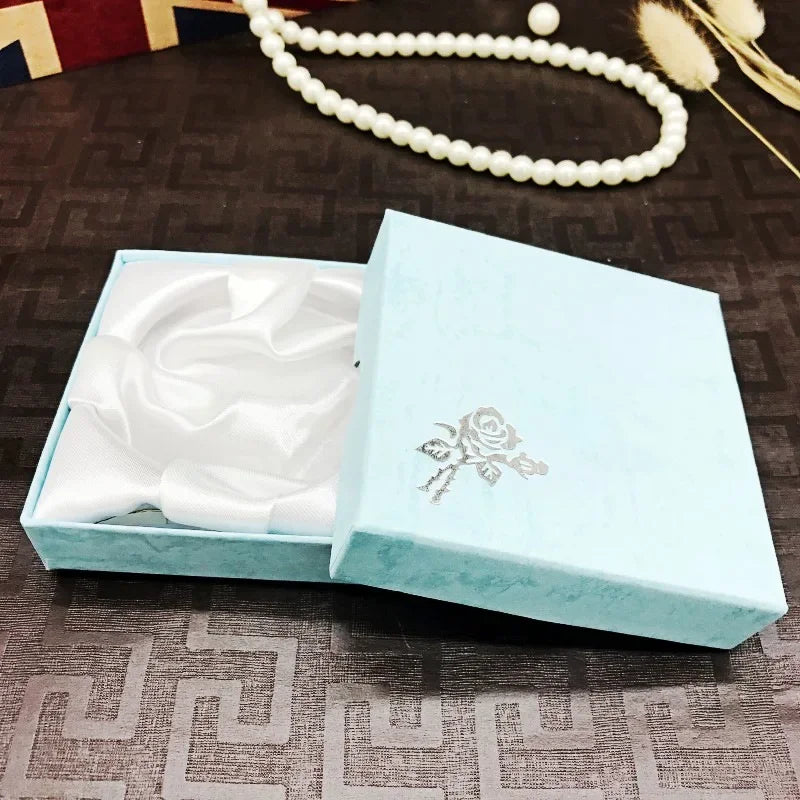 Square Rose Printed Jewelry Packaging Box Bracelet Necklace Storage Case Cardboard Gift Box Jewelry Organizer Case