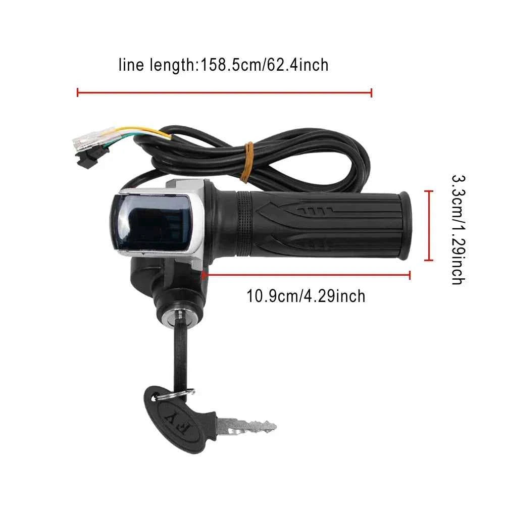 Throttle Grip E-bike Handlebar with Lock Ebike 36V 48V 60V Electric Bicycle Scooter Accelerator Power Indicator Key LED Display