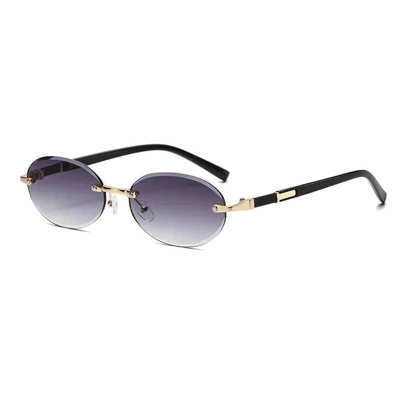 Popular Women Men Shades Oval Sun Glasses for Female Male Summer Traveling UV400 Rimless Sunglasses Round Fashion Gafas De Sol