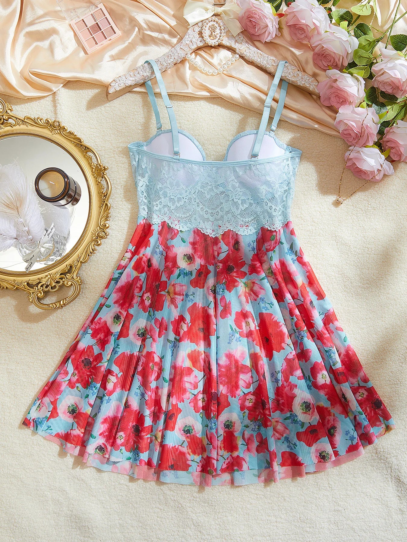 Diccvicc Sexy Nightgown Woman Print Floral Romantic Lingeries Attractive Sleepwear Summer Pajamas Intimate Babydoll New Dresses
