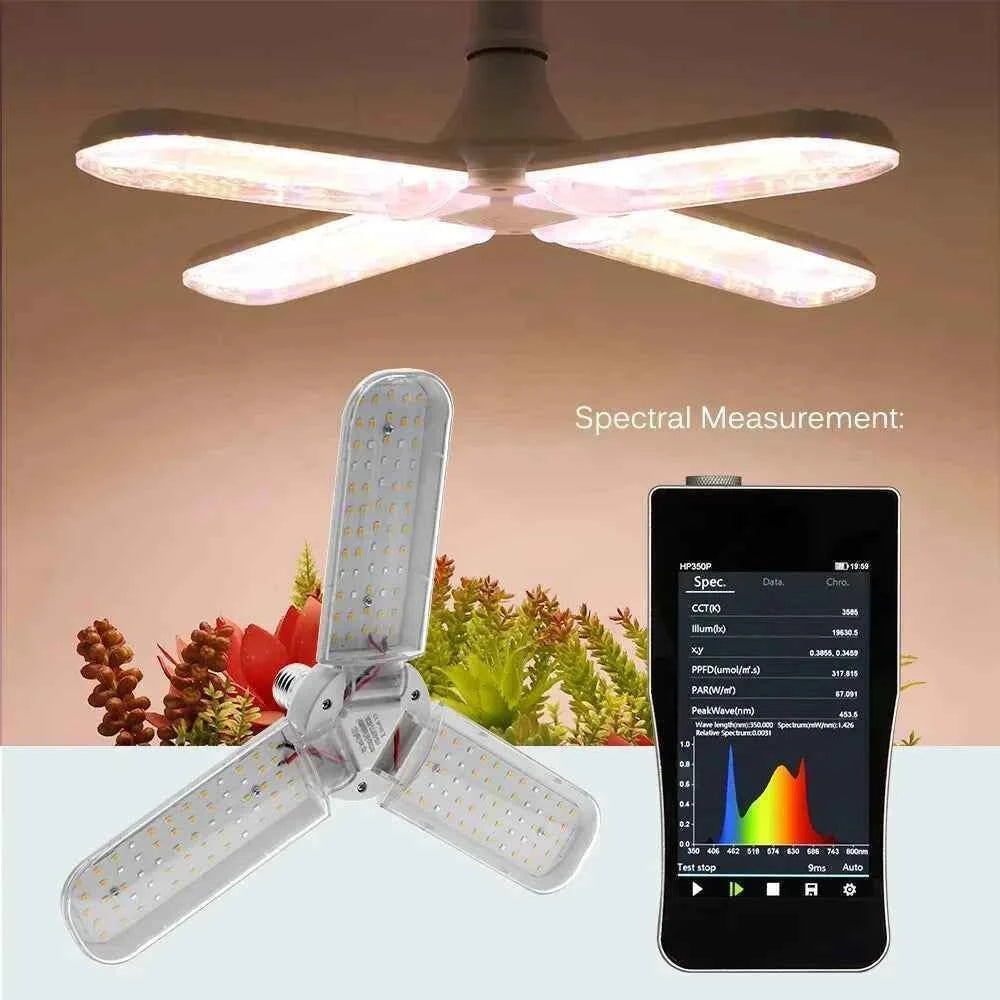 24/36/48W Fan Leaf Foldable LED Grow Light Full Spectrum E27 Plant Growing Light Phytolamp Bulb Indoor Plants Flower Seedling