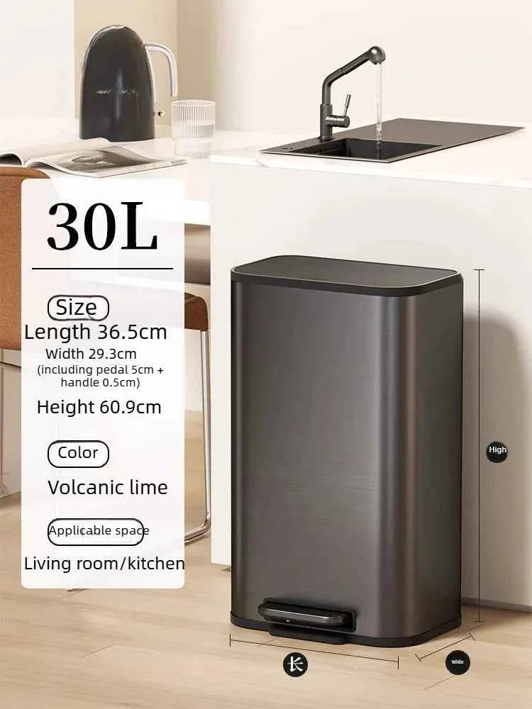 Kitchen Bin Large Large Capacity New Household Living Room Light Luxury High-grade Stainless Steel Italian Style Furniture