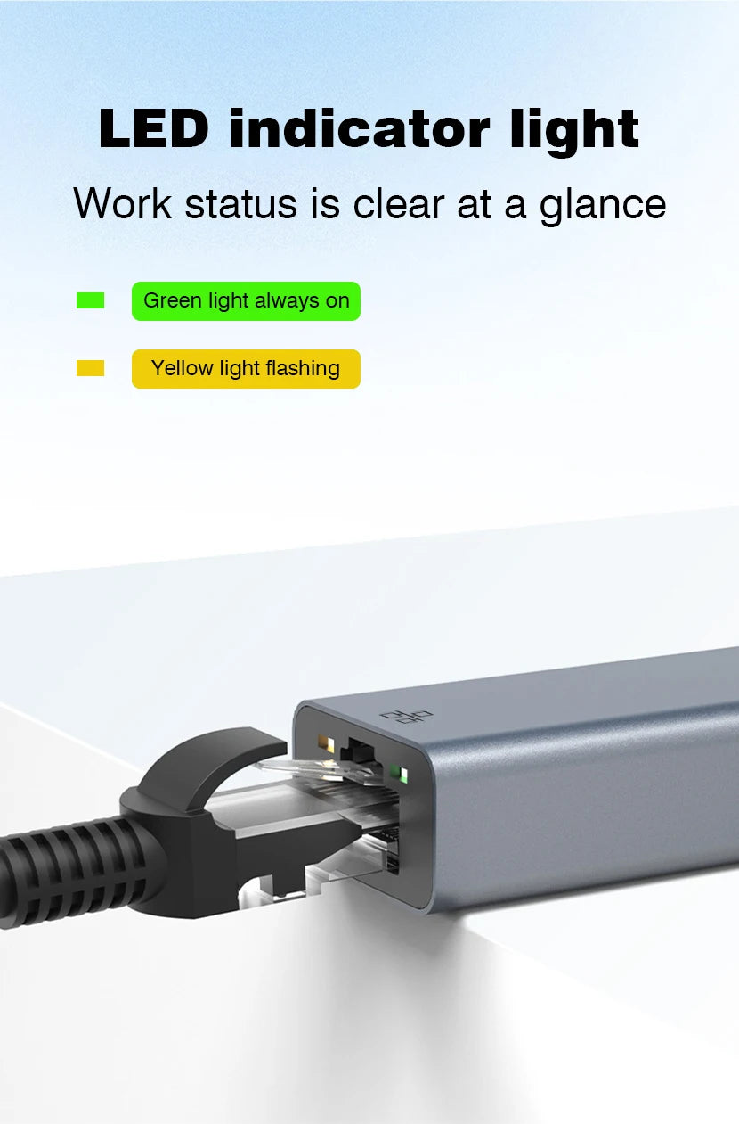 UGOURD 100Mbps 1000Mbps USB C Ethernet Adapter with Charge 100W USB3.0 2.5 Gigabit Network Card USB to RJ45 Lan Cable Converter