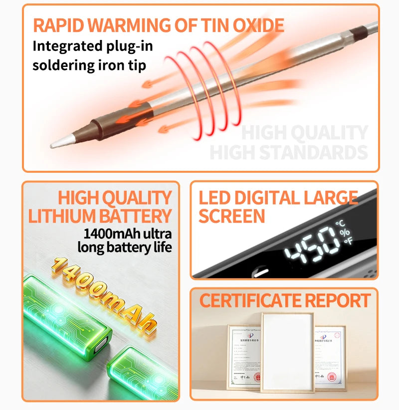 JCD USB Soldering Iron Portable 5V 15W built-in battery with Three-Level Temperature Control Wireless Mini Soldering Tools