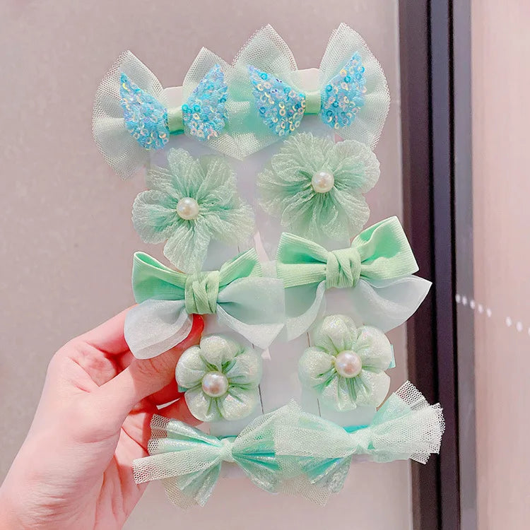 [10-Piece Set] Children's Bow Hairpin New Cute Princess Girls Broken Hair Bangs Clip Baby Hair Accessories Wholesale