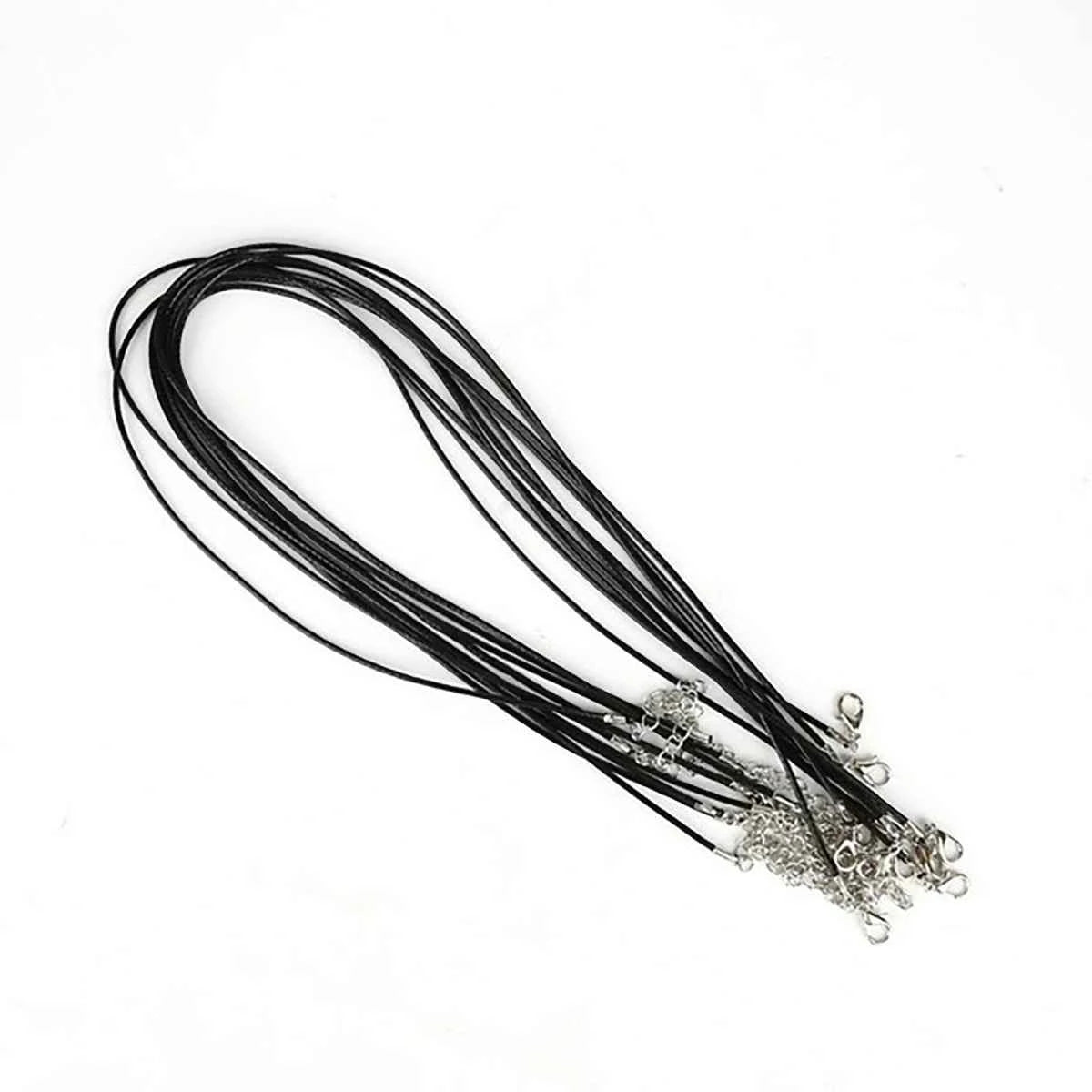 50-100Pcs Leather Necklace Chains Bracelet Cord Clasps for Pendants, Bulk Waxed Rope Necklace String, Jewelry Making Supplies