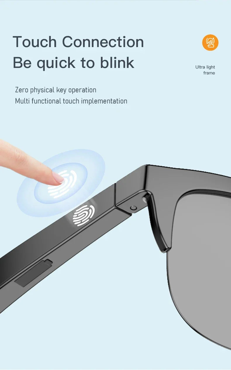 New Smart Bluetooth V5.3 Sunglasses Glasses Call Outdoor Sports Headphones HIFI Black Technology Anti-touch UV For Men And Women