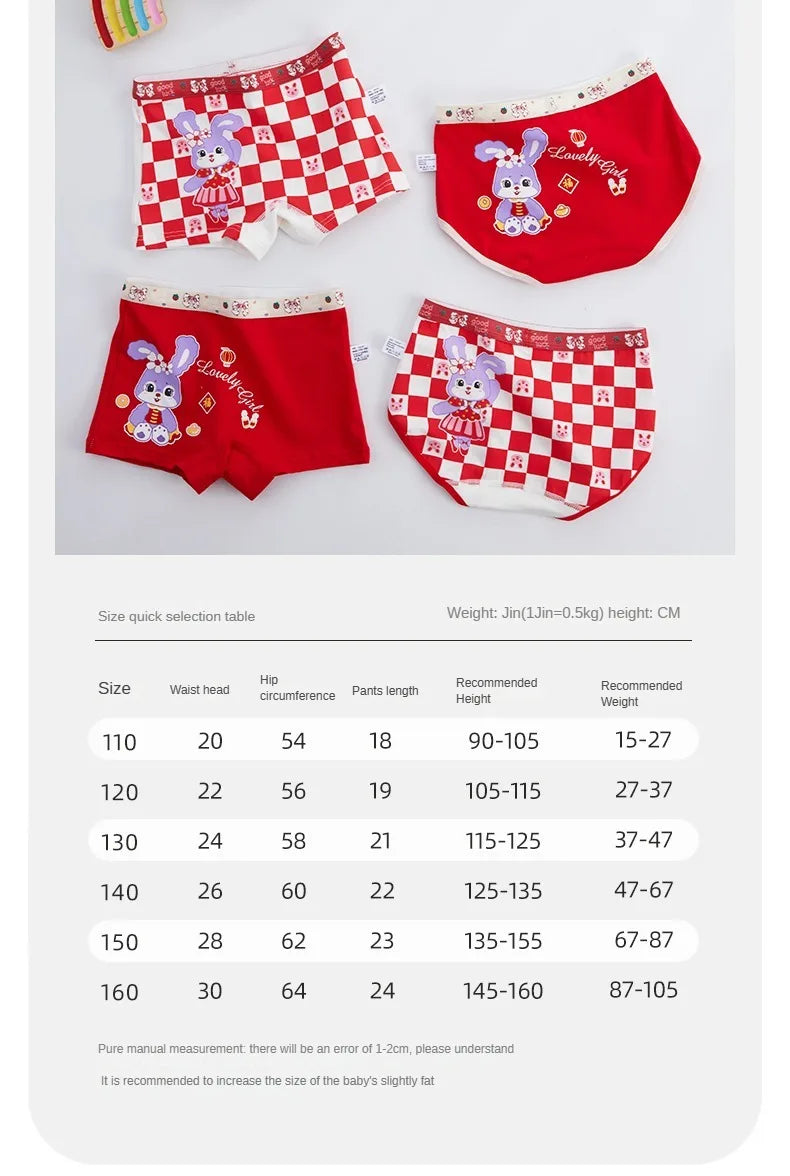 4PCS Soft Underwear Cartoon Children's Cotton Girl Panties Briefs Cute Shorts Panties for Girls Underwears Clothing Mother Kids