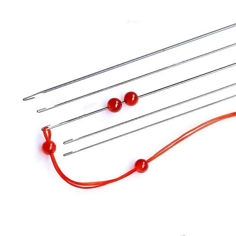 2pcs Beaded Needles With Steel Needles, Long And Thin Beaded Leads, Side Threaded Hooks And Beads For DIY Handmade Jewelry