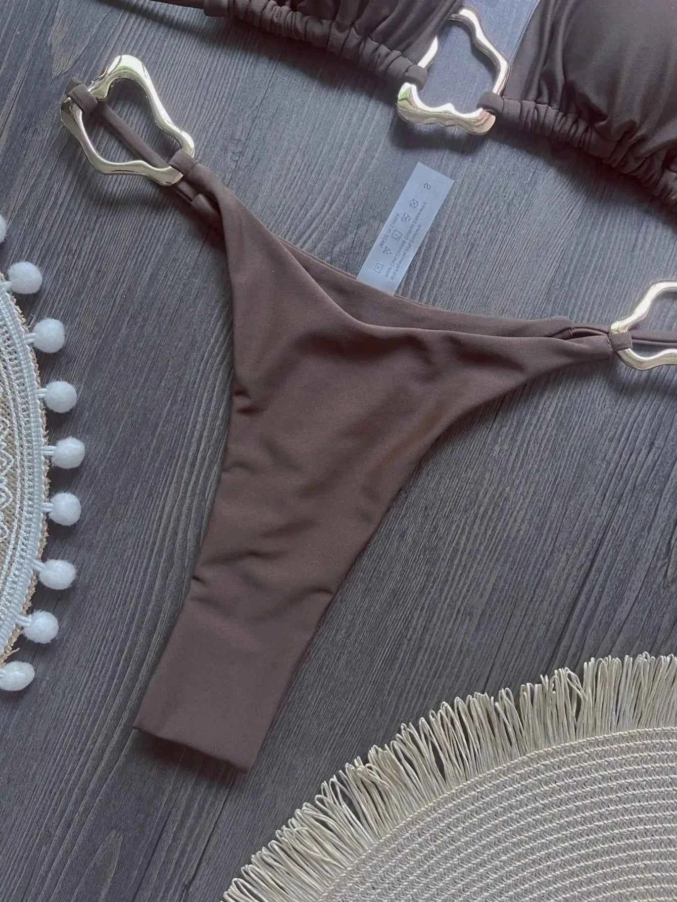 New Sexy Bikini Solid Color Lace-up Split Two-piece Swimsuit for Women
