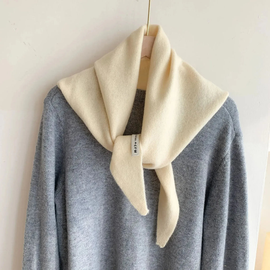Korean Stripe Triangle Scarf 100% Wool Triangular Scarf Men Women British Niche Headscarf Knitted  Multi-functional Warm Scarf