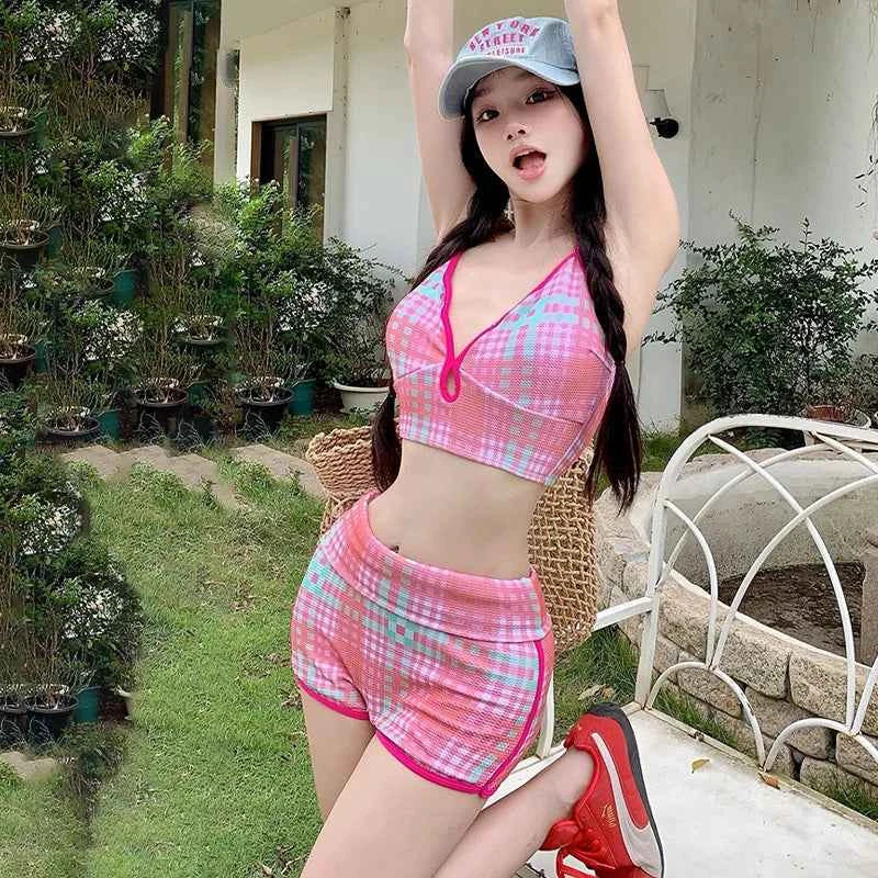 Sweet Girls Swimsuit Chic Cover Up Set 3pcs Long Sleeve UV Protection Swimdress Modest Boyleg Swimwear for Girls Swim Skirt