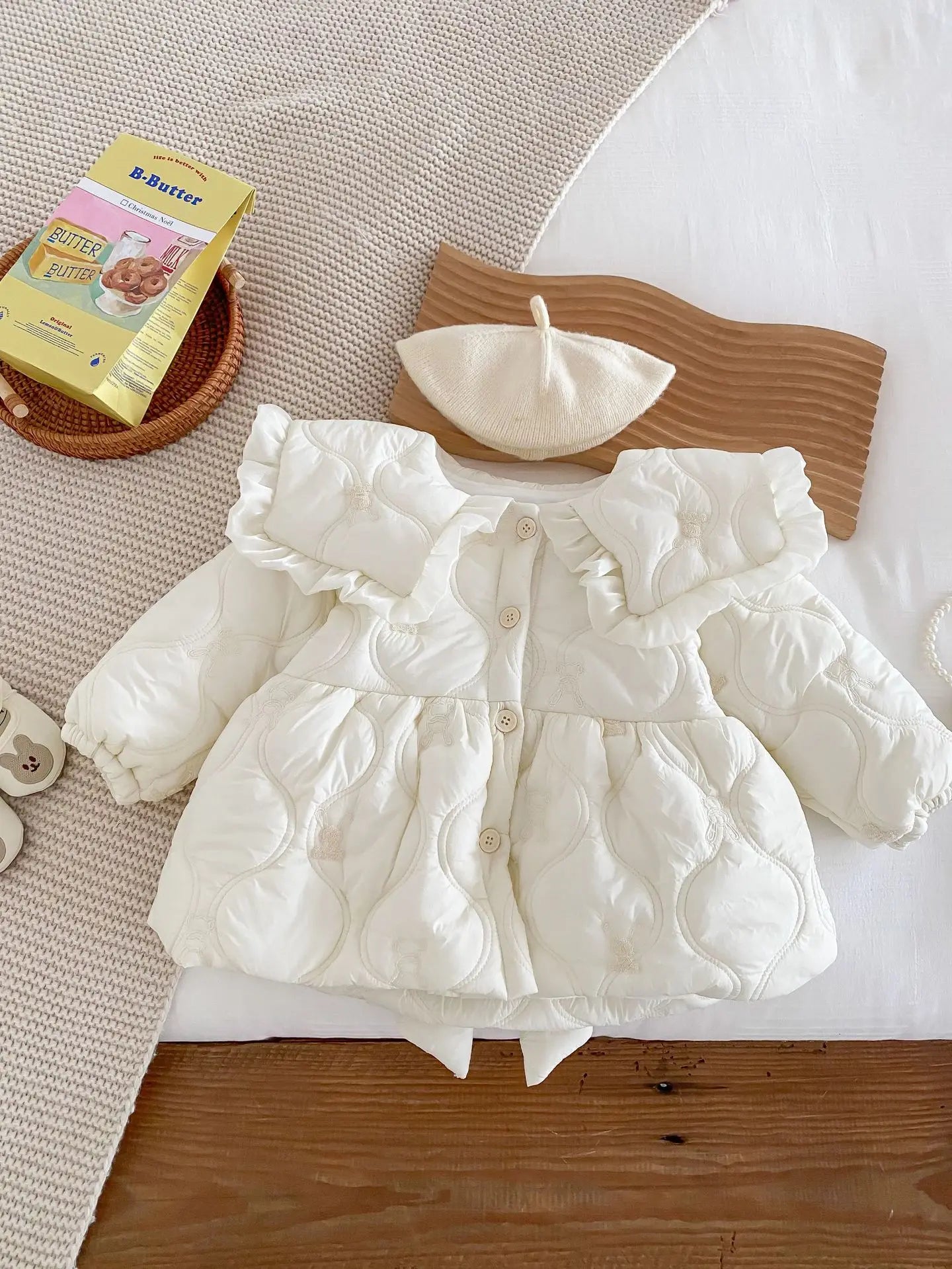 Stock Clearance 90cm 7935 Baby Girls Cotton-padded Jacket Coat Winter New Plus Velvet Baby Girl's Coat Fashion Warm Outerwear