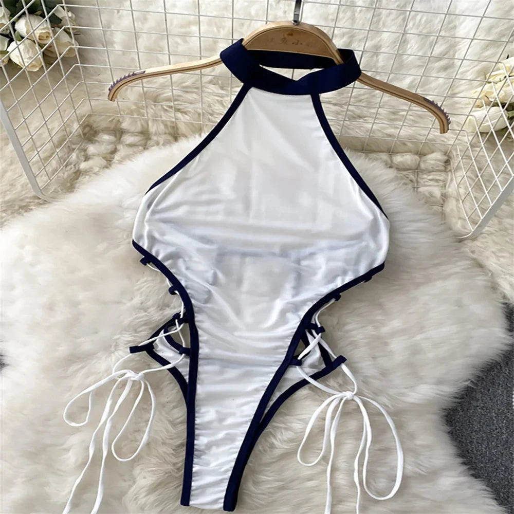 Summer Girls Sexy Hot Sweet Transparent Suspender Mini Dress Women Elastic Waist And Backless Strap Lolita Pajamas Bubble Skirt