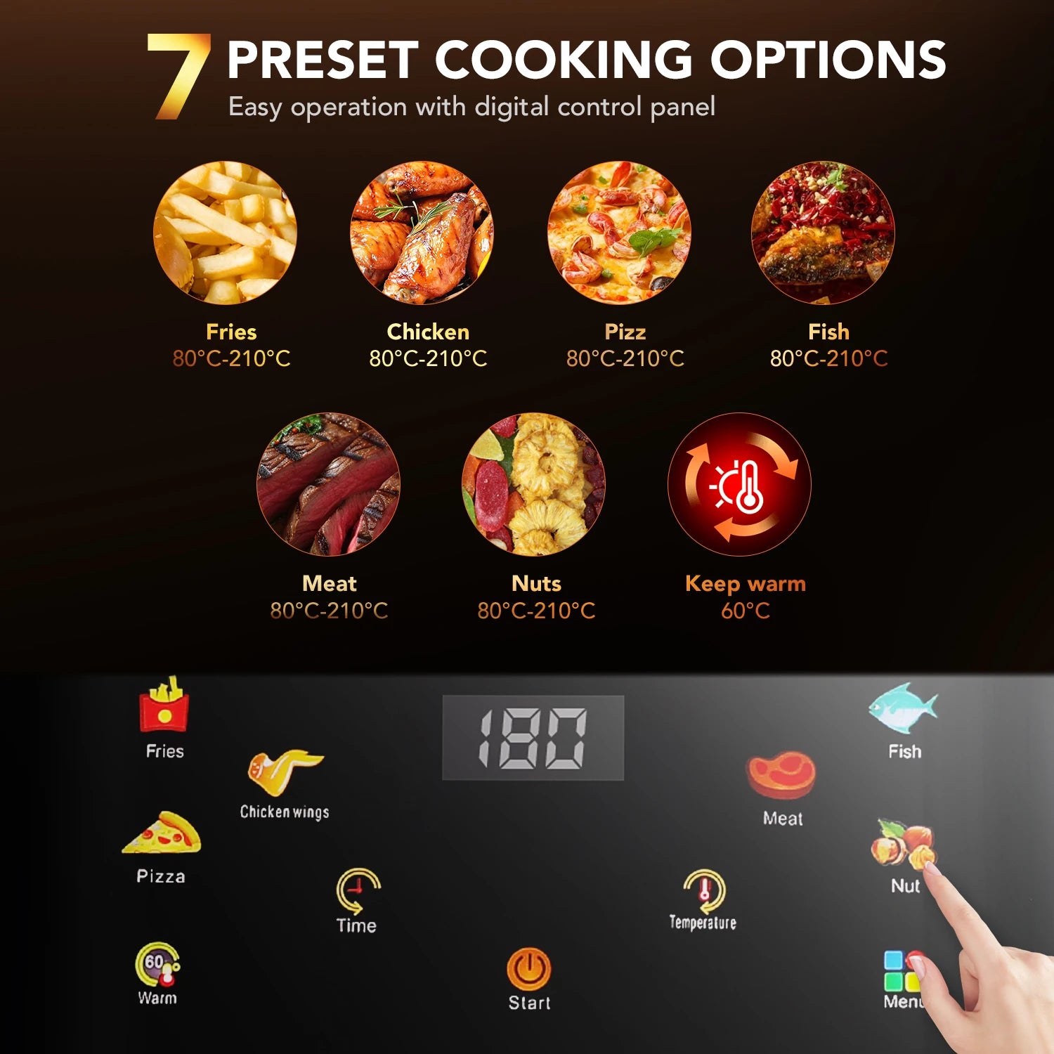 6L/10L Air Fryer, Healthy Cooker with Visual Cooking Window, Non-Stick Basket, 60-Minute Timer, Dishwasher Safe.