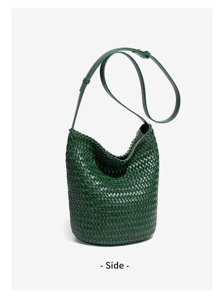 Luxury Woman Handbag New High End Hand-Woven Genuine Leather Women's Bag Large Capacity Shoulder Tote Bag Underarm Bag Bucket Ba
