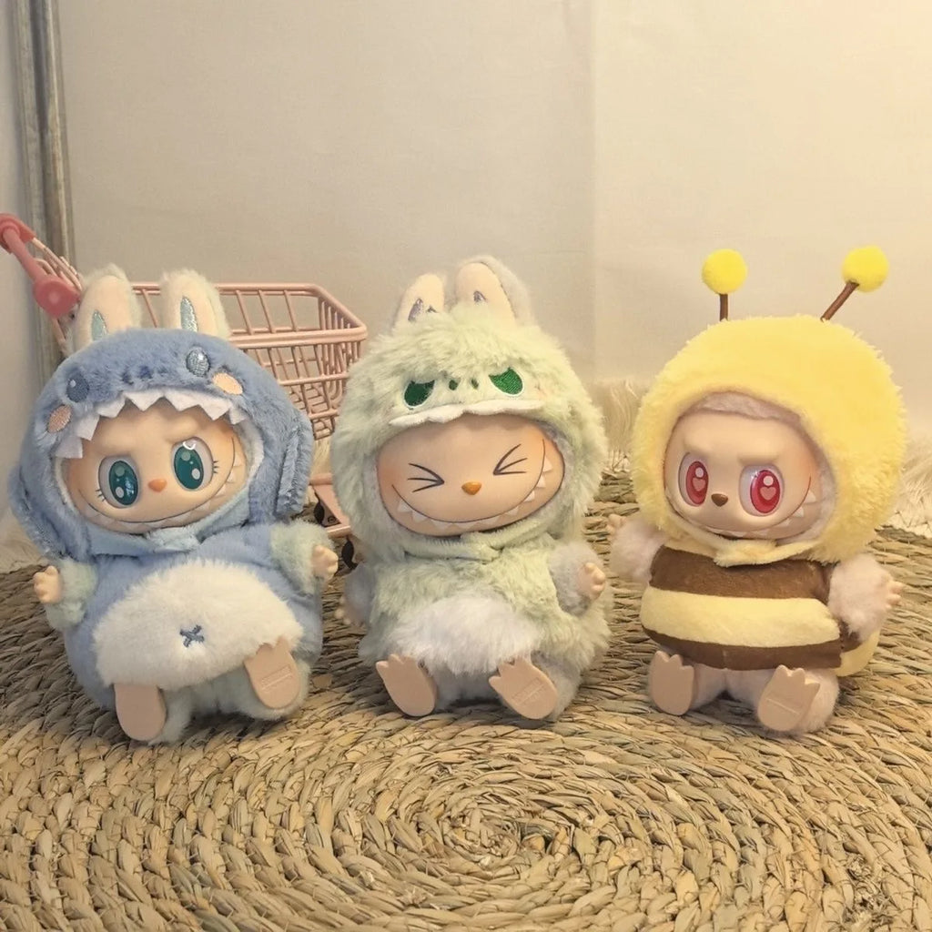Doll Clothes For 15-17cm Labubu Pendant Sitting Baby Bee Dinosaur Shark Labubu Dolls Accessories Cute Decoration Little Clothes