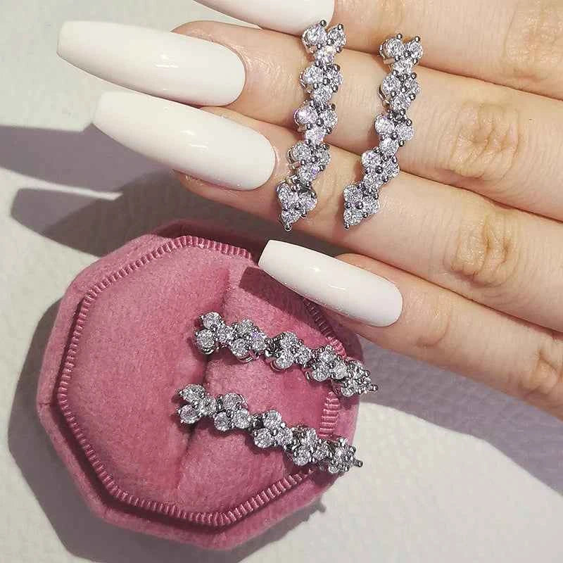 2023 New Arrivals Fashion Luxury silver color korean Zircon Stud Pink Earing Earrings For Women Girl Party Gift Jewelry Z7