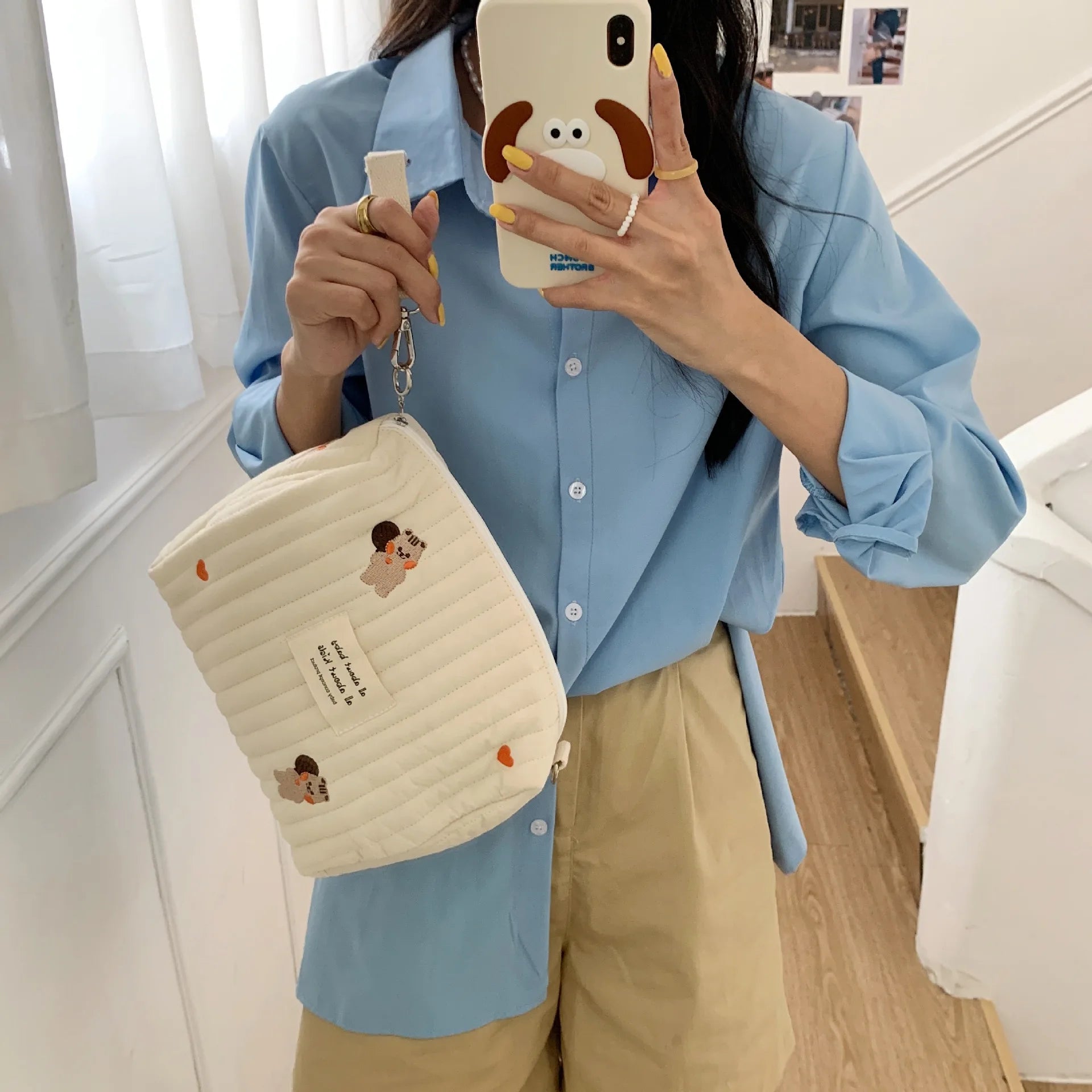 Ins Cotton Diaper Bag for Stroller Hanging Bag Baby Items Nappy Caddy Organizer Mommy Bag Zipper Cute Women Makeup Bag Kids