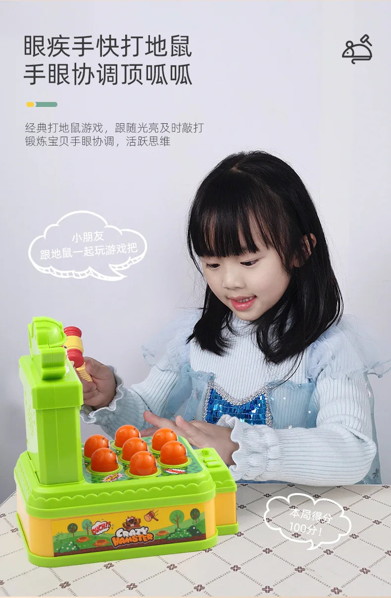 Whack A Mole Challenge Scoring Party Games Toys Electric Two Person Battle Table Games with Lights Music Cartoon Desktop Toys