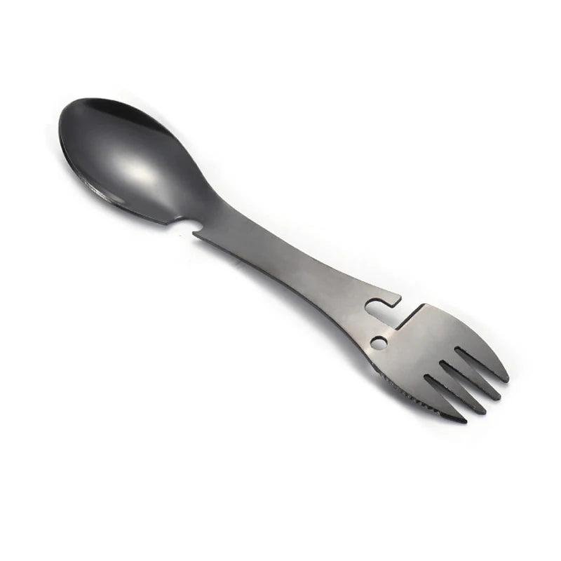 Outdoor Survival Tools 5 in 1 Camping Multi-functional EDC Kit Practical Fork Knife Spoon Bottle/Can Opener Camping Multitool